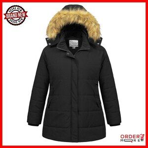 Plus Size Winter Puffer Jacket Waterproof Warm Parka Removable Hood